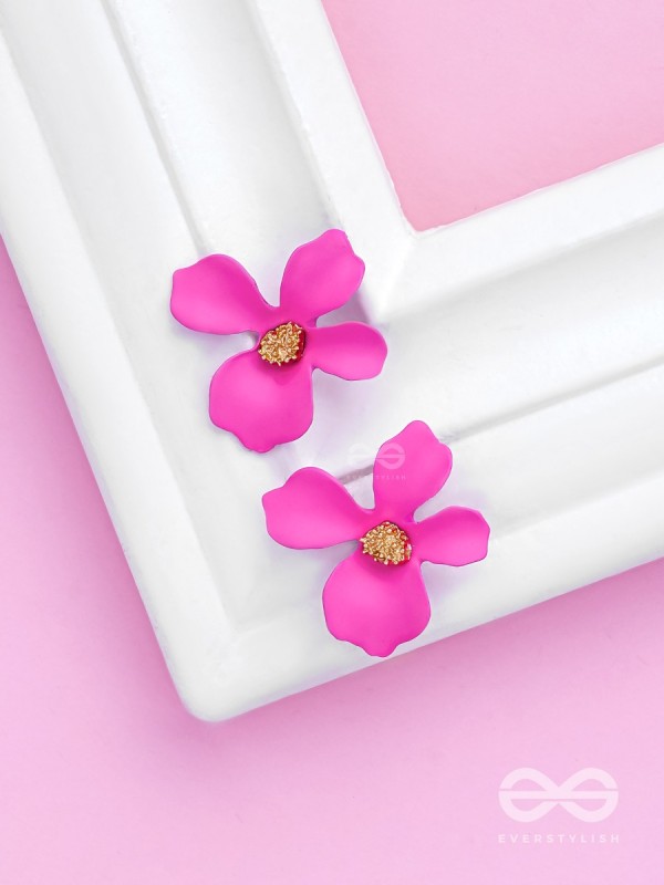 The Floral Finesse - Gorgeous Statement Studs (Cerise Pink)