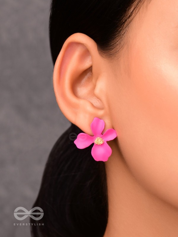 The Floral Finesse - Gorgeous Statement Studs (Cerise Pink)