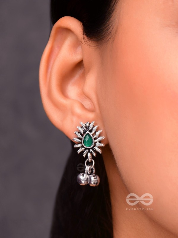 The Flared Droplet Studs (Emerald Green) - The Melodious Ghungroo Collection