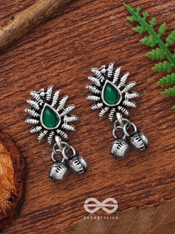 The Flared Droplet Studs (Emerald Green) - The Melodious Ghungroo Collection