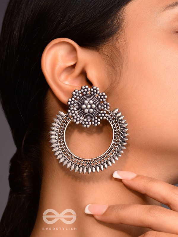 The Beauteous Eclipse - Oxidised Boho Earrings