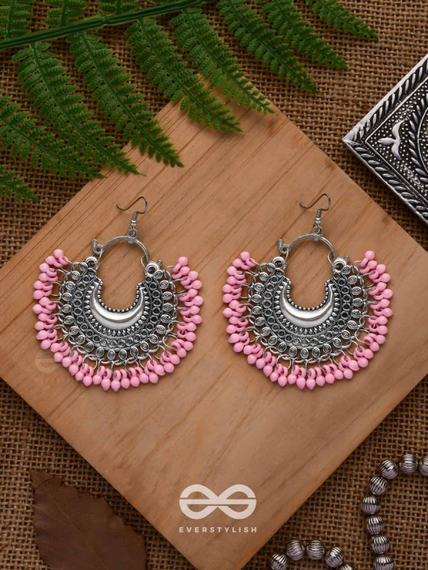 The Motif Moon Chandbali Earrings (Watermelon Pink) - The Boho Basics