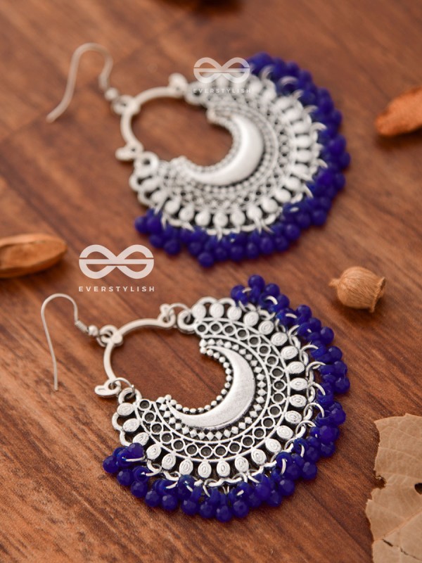 The Motif Moon Chandbali Earrings (Egyptian Blue) - The Boho Basics