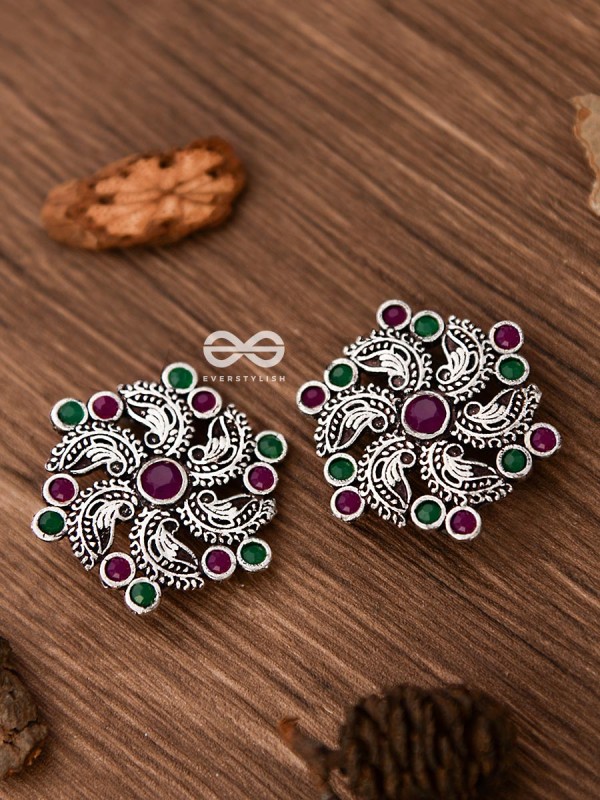 I'm a Whirlwind - Studs (Ruby-Emerald) - Embellished Oxidised Collection