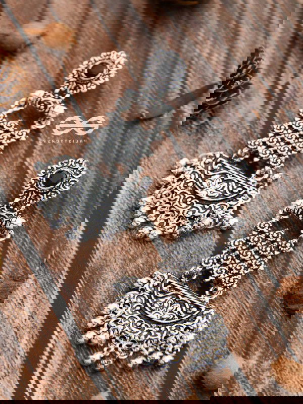 The Embellished Oxidised Collection - Intricate Delight Earrings- Black