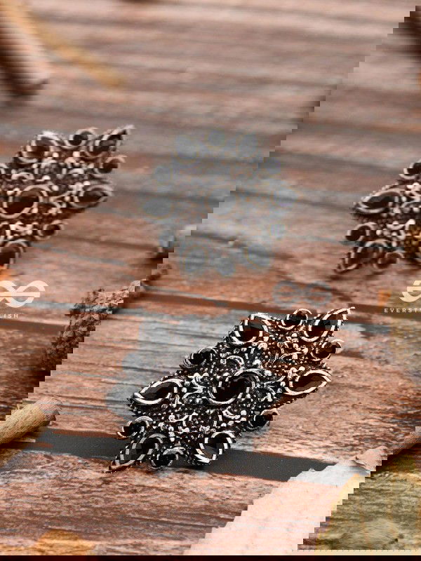 The Starry Diva Earrings - Black - The Embellished Oxidised Collection