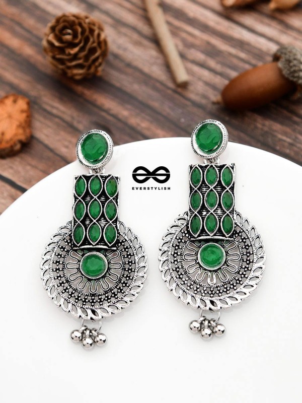 The Studded Artistry - Emerald Green - The Embellished Oxidised Collection
