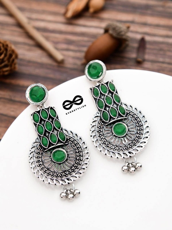 The Studded Artistry - Emerald Green - The Embellished Oxidised Collection