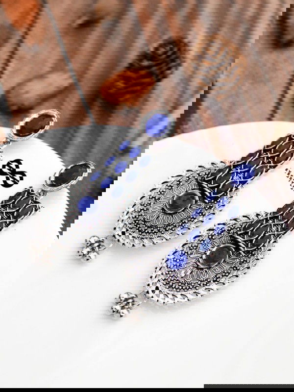 The Studded Artistry - Sapphire Blue - The Embellished Oxidised Collection