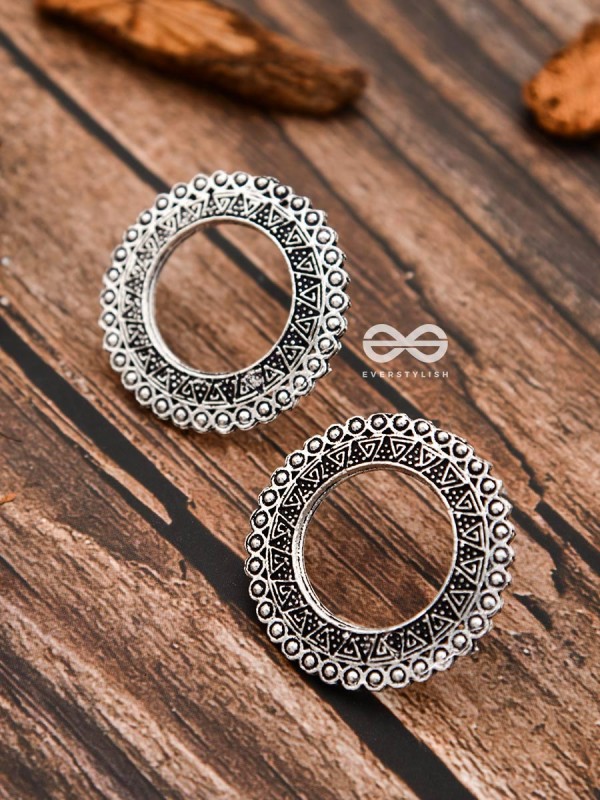 The Aztec Circles - Oxidised Boho Earrings