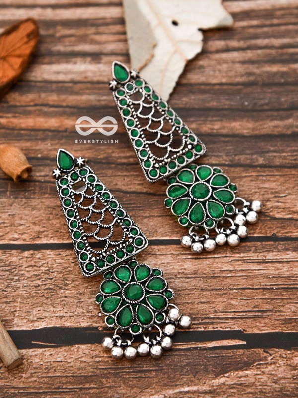 The Elegant Jaw Droppers - Emerald Green - The Embellished Oxidised Collection