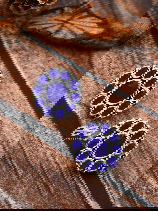 The Bling Button Studs - Sapphire Blue - Tiny Trinket Earrings