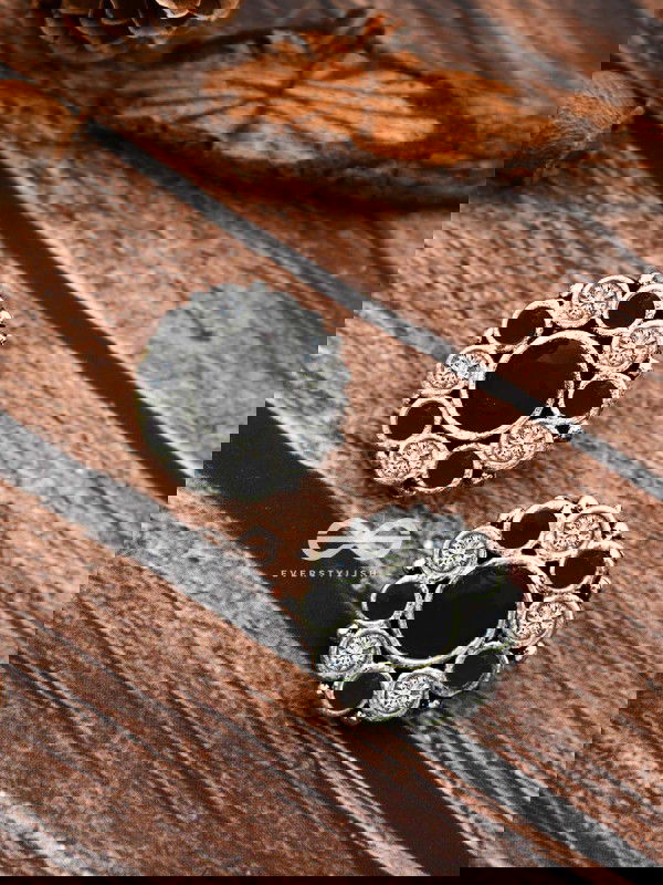 The Bling Button Studs - Black-White - Tiny Trinket Earrings