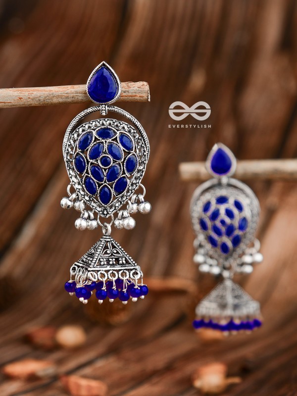 The Khaleesi Statement Danglers - Royal Blue - The Embellished Oxidised Collection