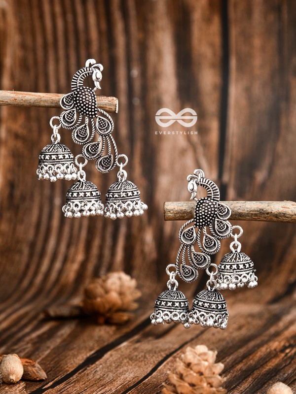 The Intricate Peacocks - Triple Boho Jhumki Earrings
