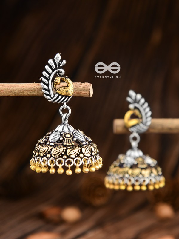 The Intricate Vintage Two Tone Peacock Jhumkis 