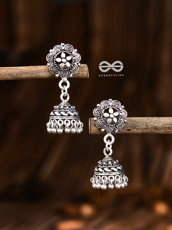 Little Floral Intricate Jhumkis - Tiny Trinket Earrings