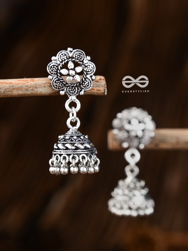 Little Floral Intricate Jhumkis - Tiny Trinket Earrings