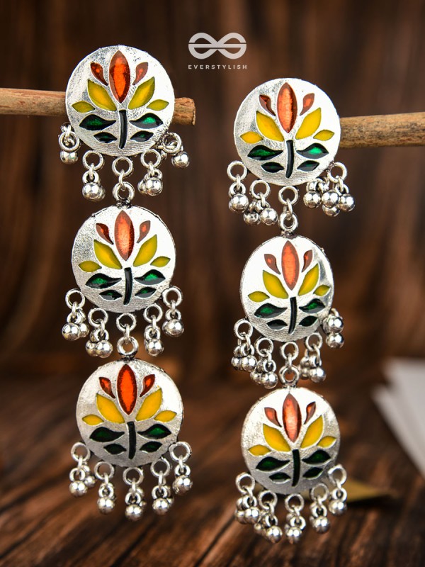 The Hand-crafted Beauty - Oxidised Meenakari Danglers