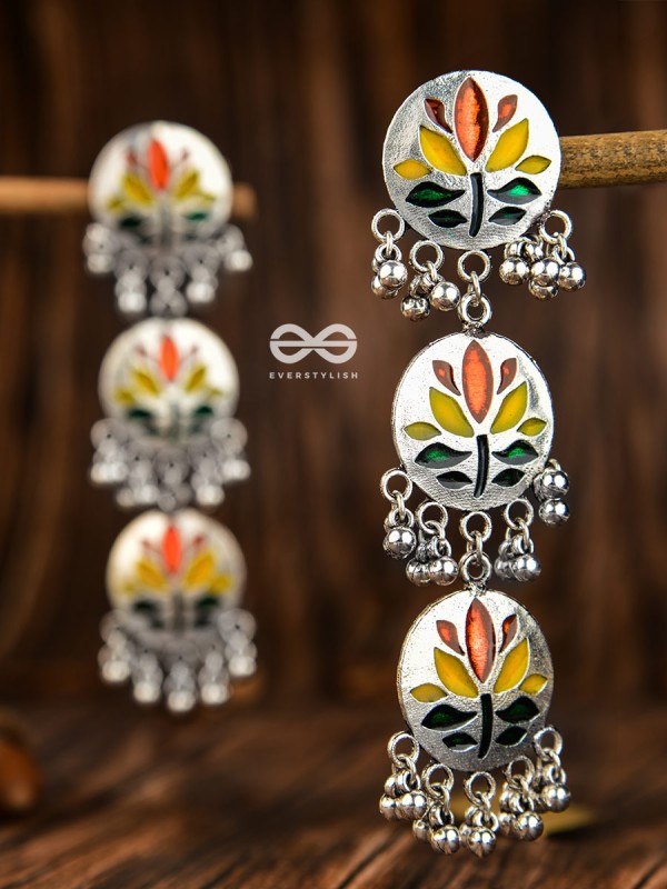 The Hand-crafted Beauty - Oxidised Meenakari Danglers
