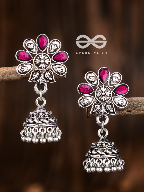 The Enamelled Floral Artwork (Ruby Red) - The Embellished Oxidised Collection