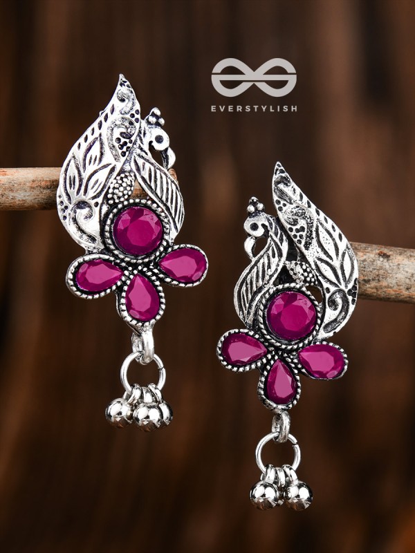 The Boho Peacocks (Ruby Red) - The Embellished Oxidised Collection