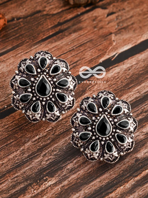The Droplet Artwork Studs - The Embellished Oxidised Collection
