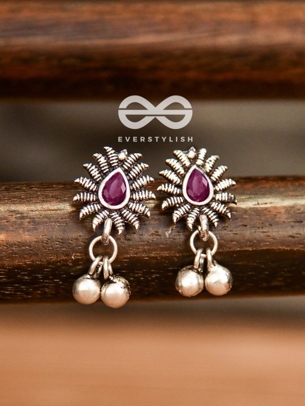 The Flared Droplet Studs (Ruby Red) - The Melodious Ghungroo Collection