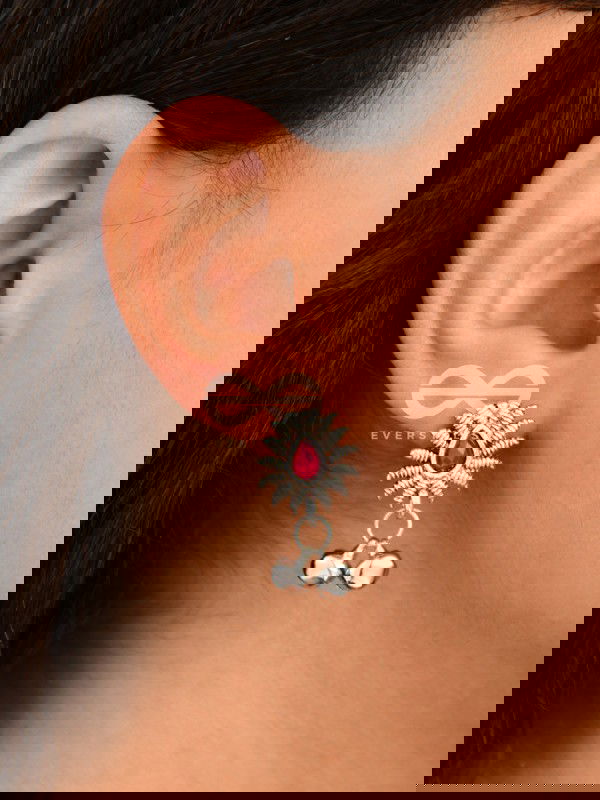 The Flared Droplet Studs (Ruby Red) - The Melodious Ghungroo Collection