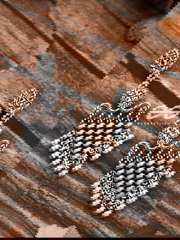 A Bohemian Mesh - Oxidised Boho Earrings