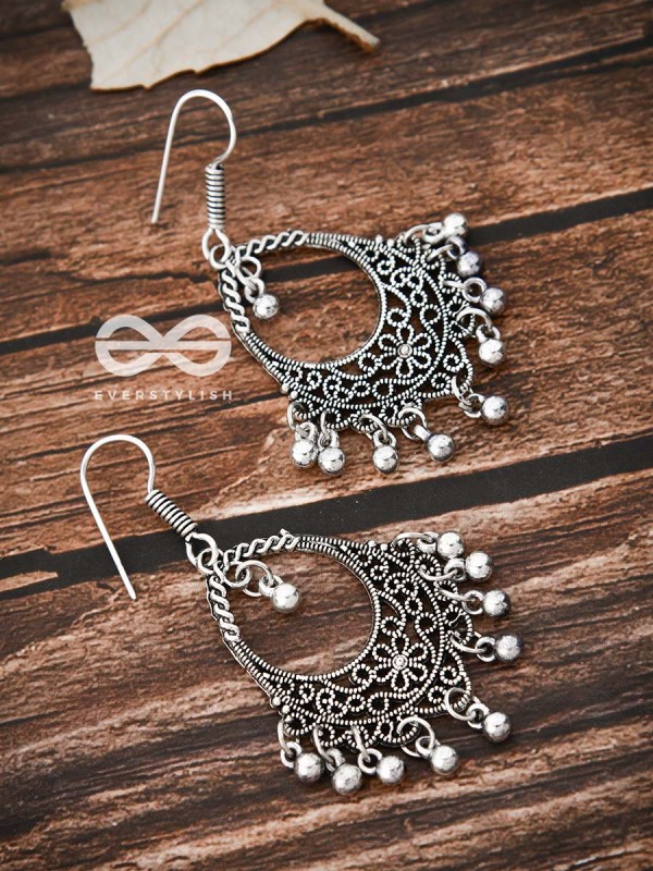 The Shimmery Florals - Oxidised Boho Earrings