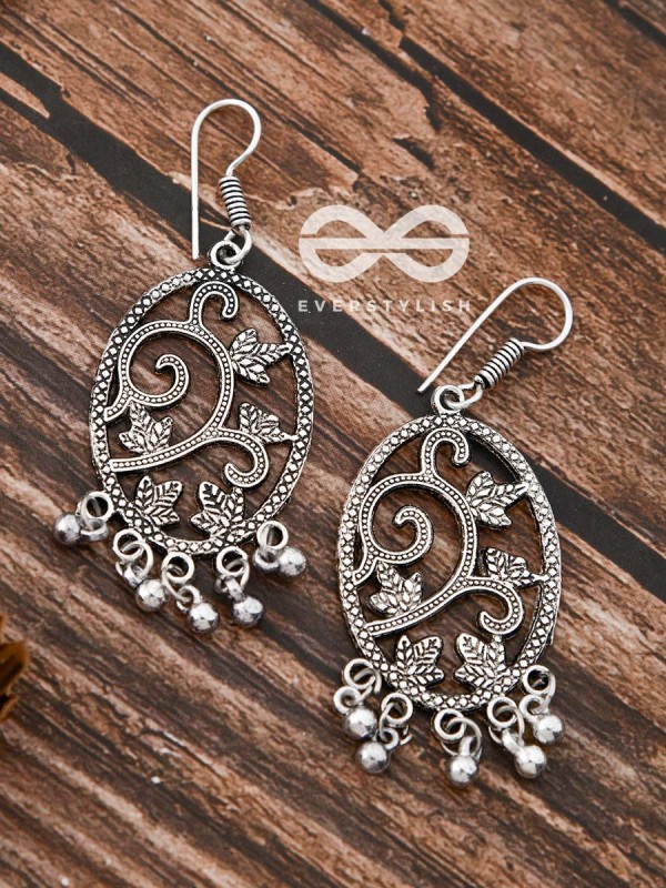 The Vintage Leaf Artwork - Oxidised Boho Earrings