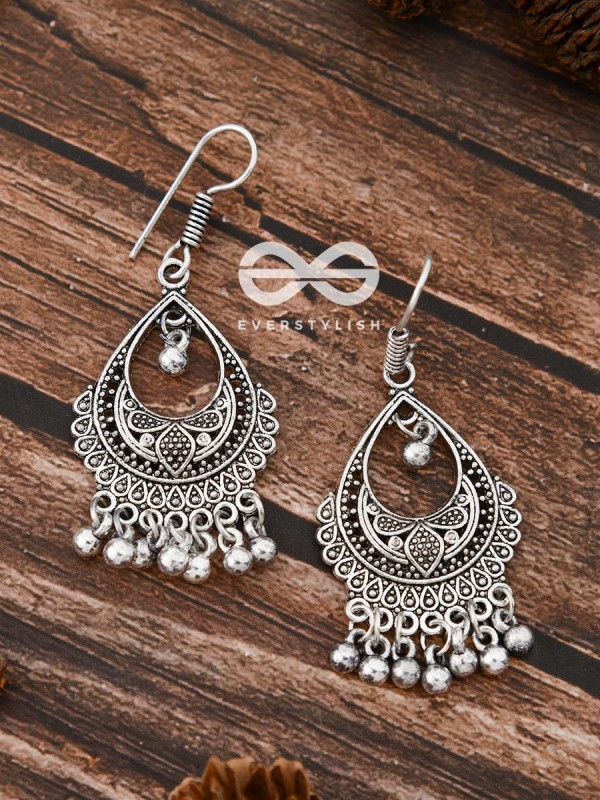 The Intricate Drop Motifs - Oxidised Boho Earrings