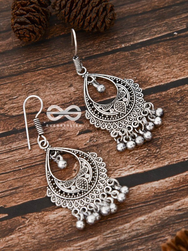 The Intricate Drop Motifs - Oxidised Boho Earrings