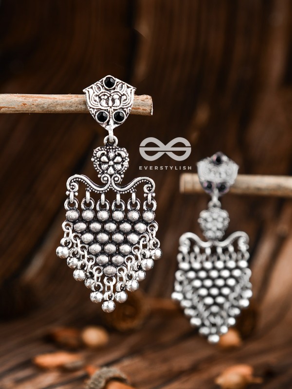 The Cute Mesh Earrings (Onyx Black) - The Embellished Oxidised Collection
