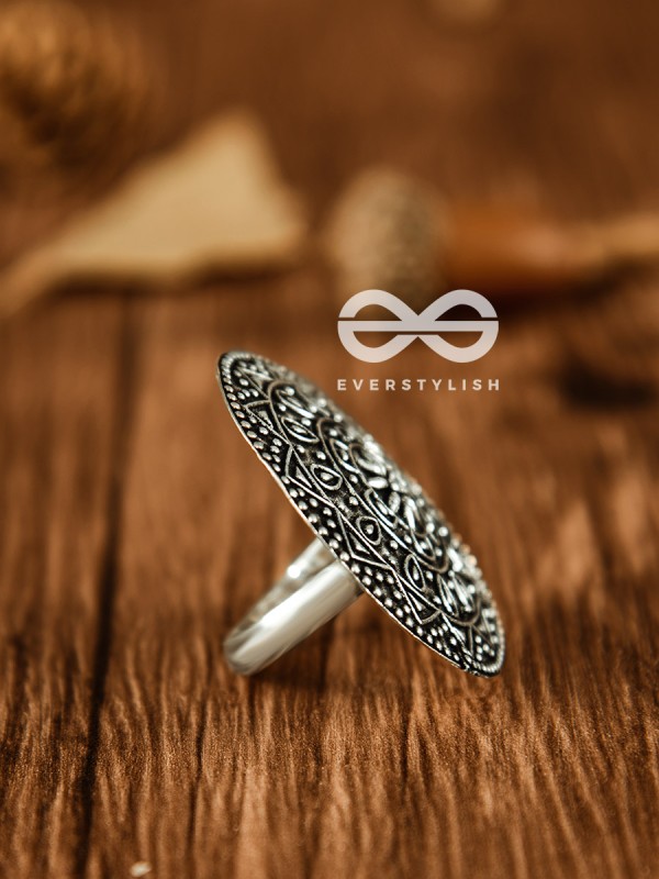 The Aztec Emblem - Oxidised Boho Ring