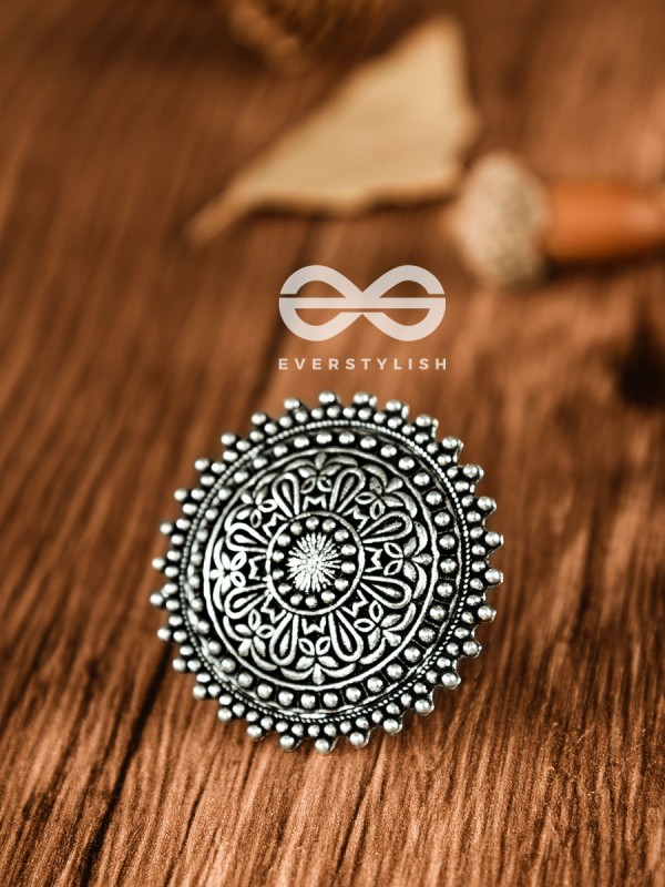 The Floral Symmetry - Oxidised Boho Ring