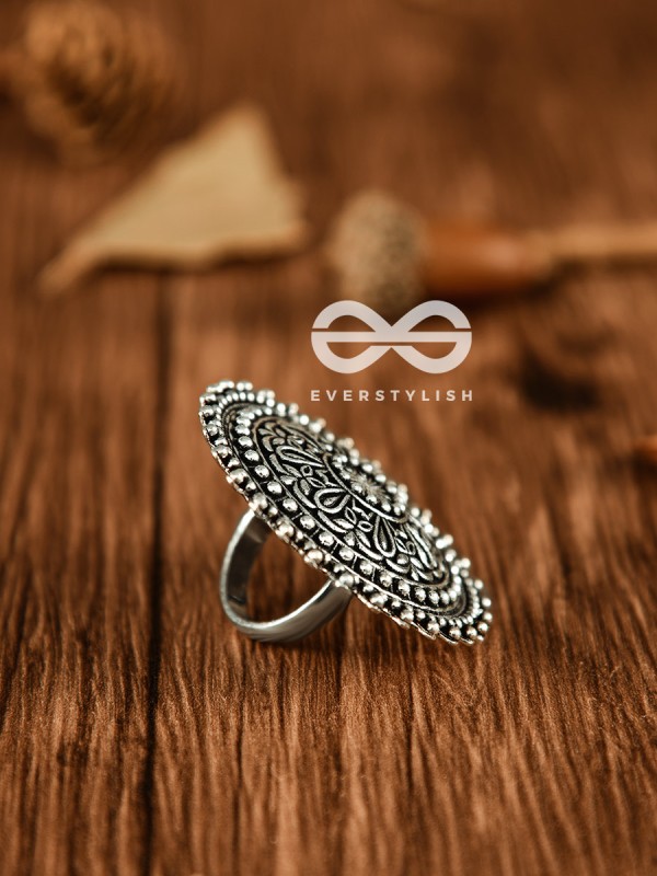 The Floral Symmetry - Oxidised Boho Ring