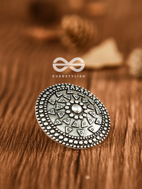 The Warrior's Shield - Oxidised Boho Ring