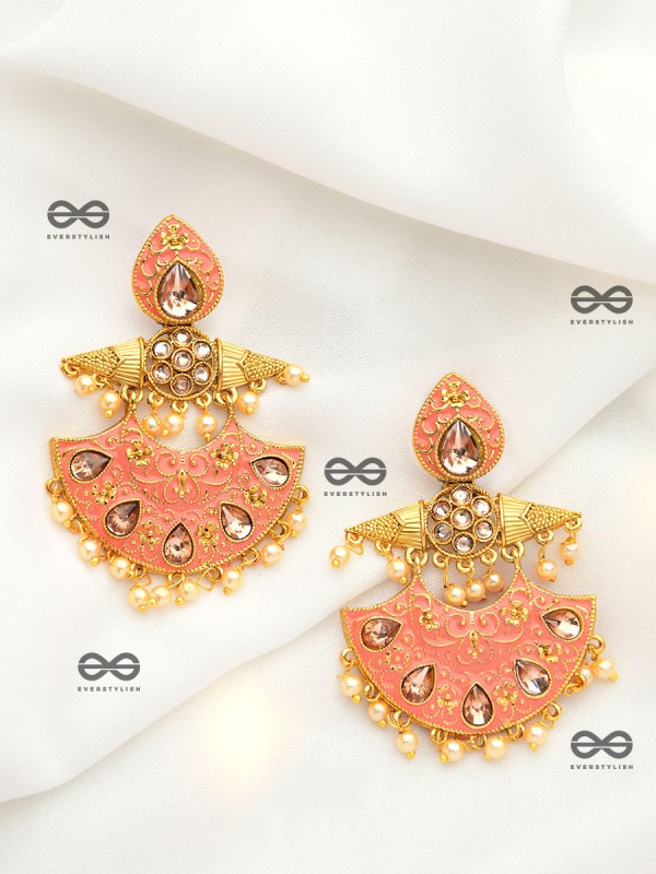The Marvellous Meenakari Collection - Ira Earrings - Coral
