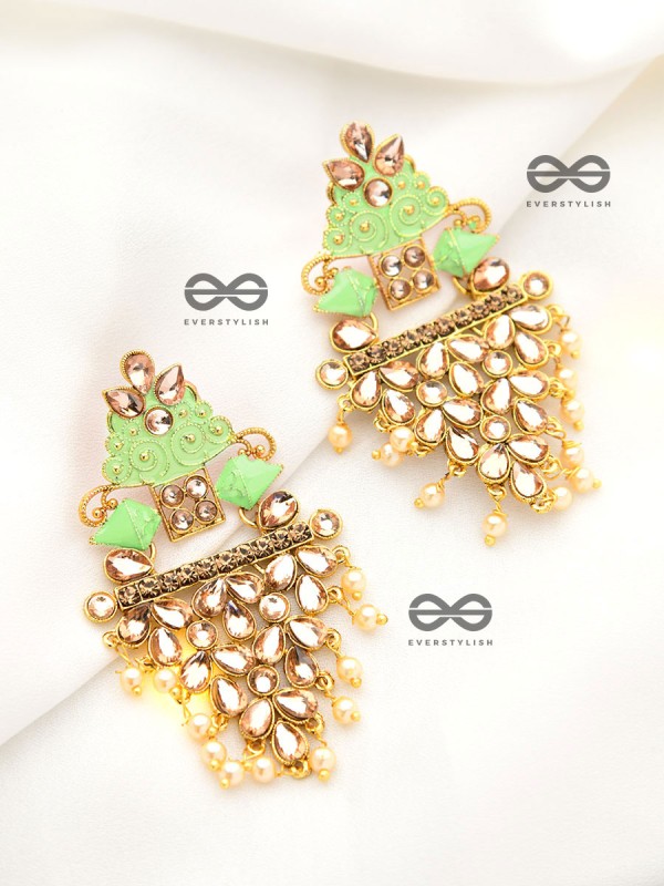 The Marvellous Meenakari Collection - Aanya Earrings - Green