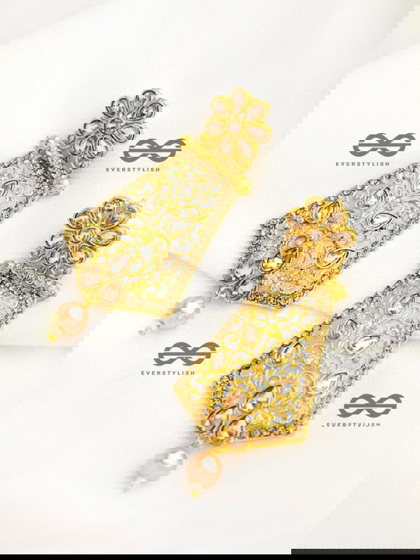 The Marvellous Meenakari Collection - Arya Earrings - Misty Grey