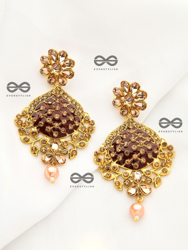 The Marvellous Meenakari Collection - Ruhi Earrings - Maroon-Pink