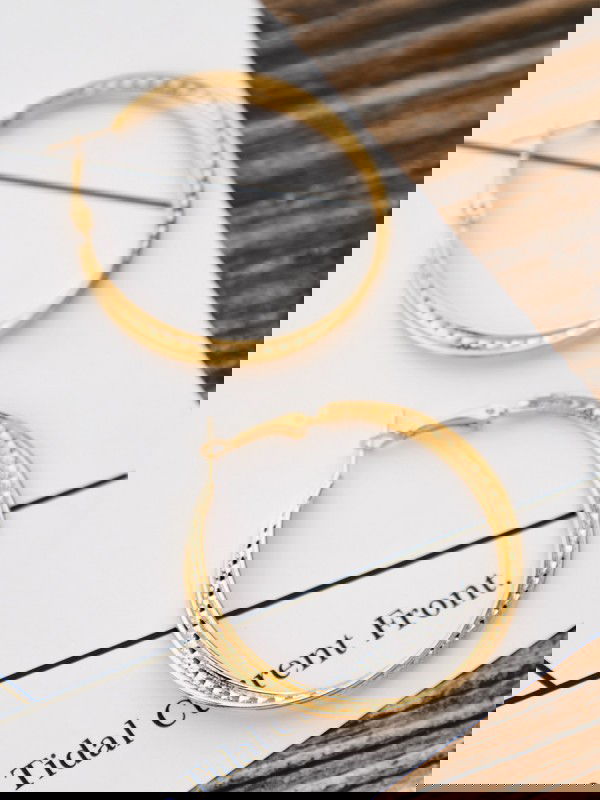 The Elegant Shimmer Triple Layered Hoops - Golden