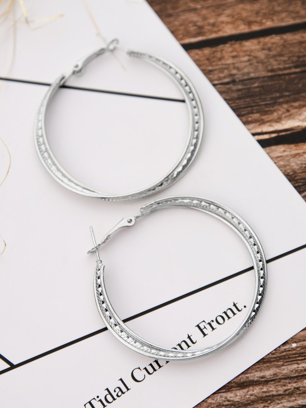 The Elegant Shimmer Triple Layered Hoops - Silver