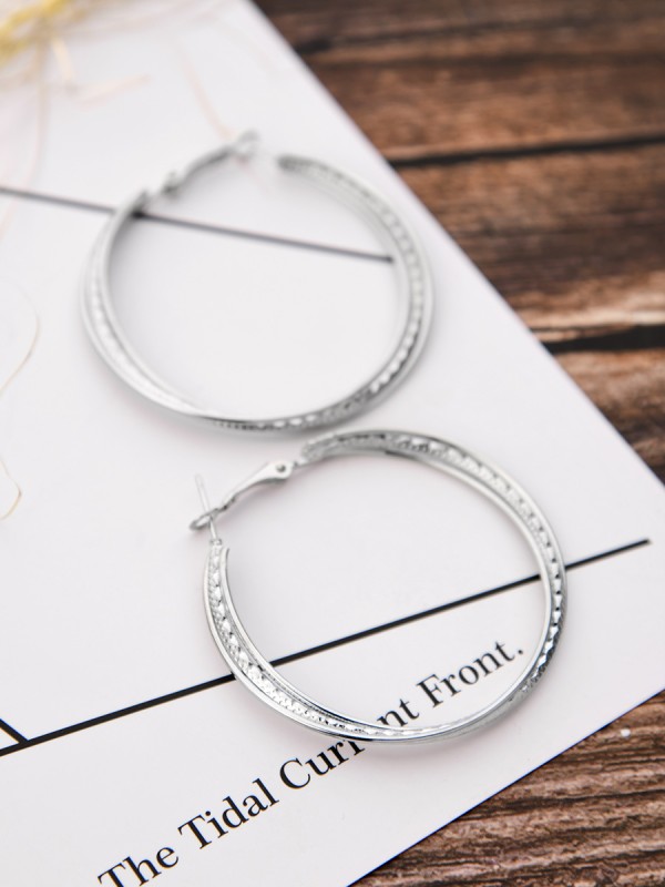 The Elegant Shimmer Triple Layered Hoops - Silver