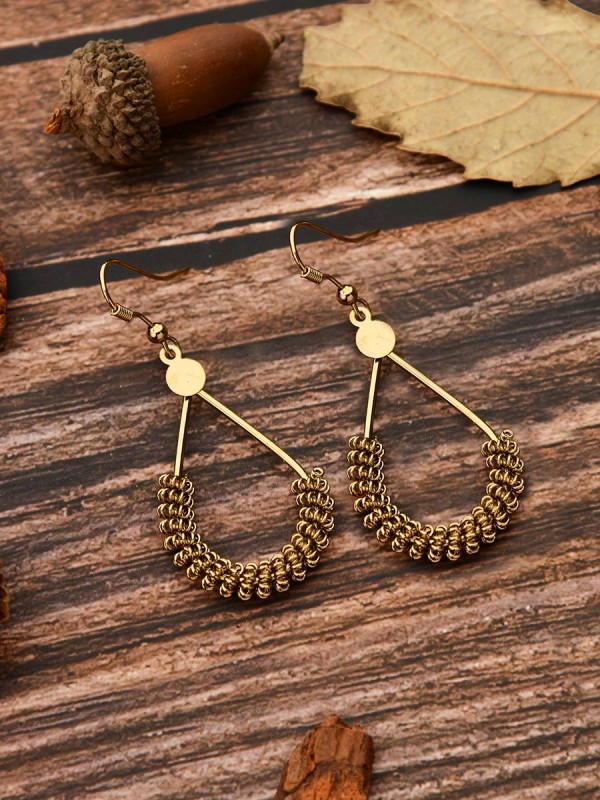 The Little Mesh Droplet - Tiny Trinket Earrings - Oxidised Gold