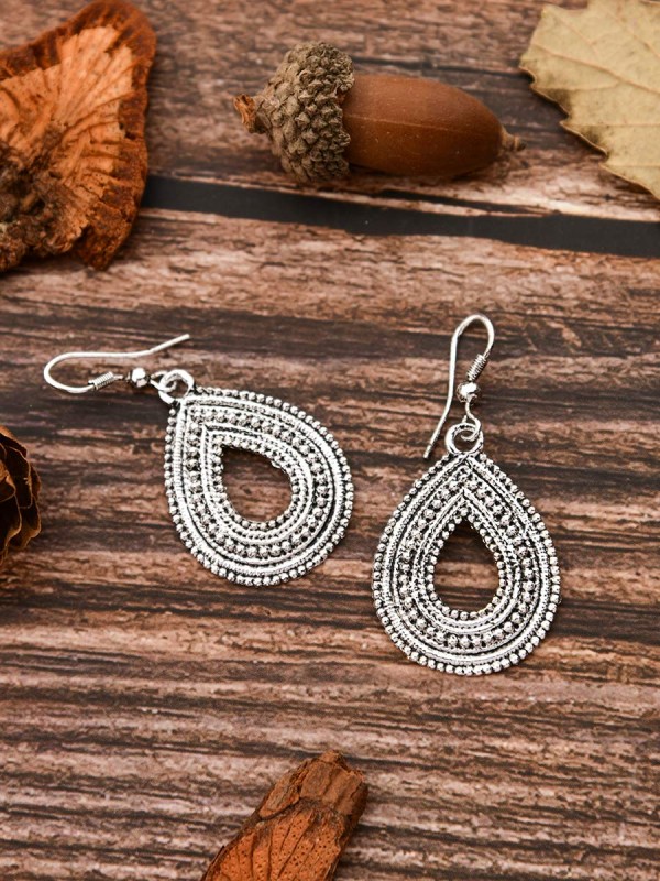 The Oxidised Droplet - Tiny Trinket Earrings - Silver