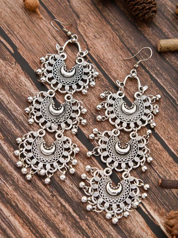 The Triple Moons - Oxidised Boho Earrings