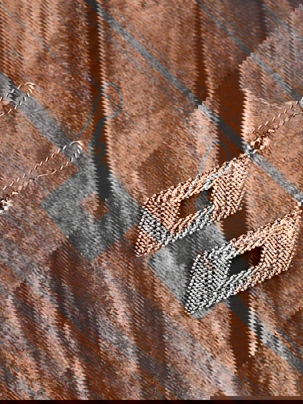 The Oxidised Squares - Tiny Trinket Earrings